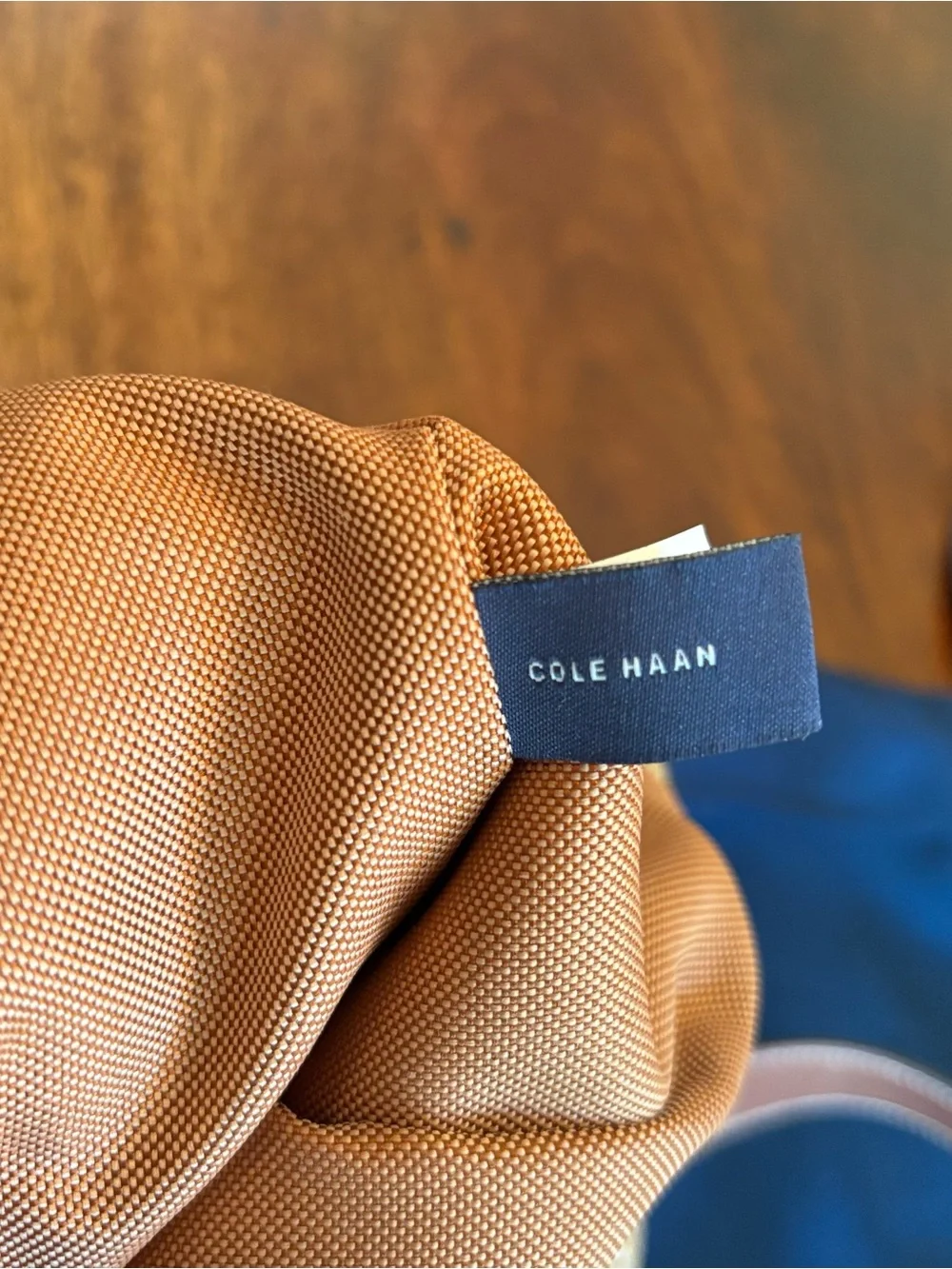 Cole Haan Tan Woven Tote with Brown Leather Handles